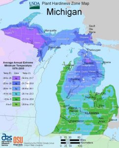 USDA Plant Hardiness Zone Map. Planting tree seedlings from slightly warmer hardiness zones is one way to diversify tree species genetics. Source: USDA and Oregon State University.